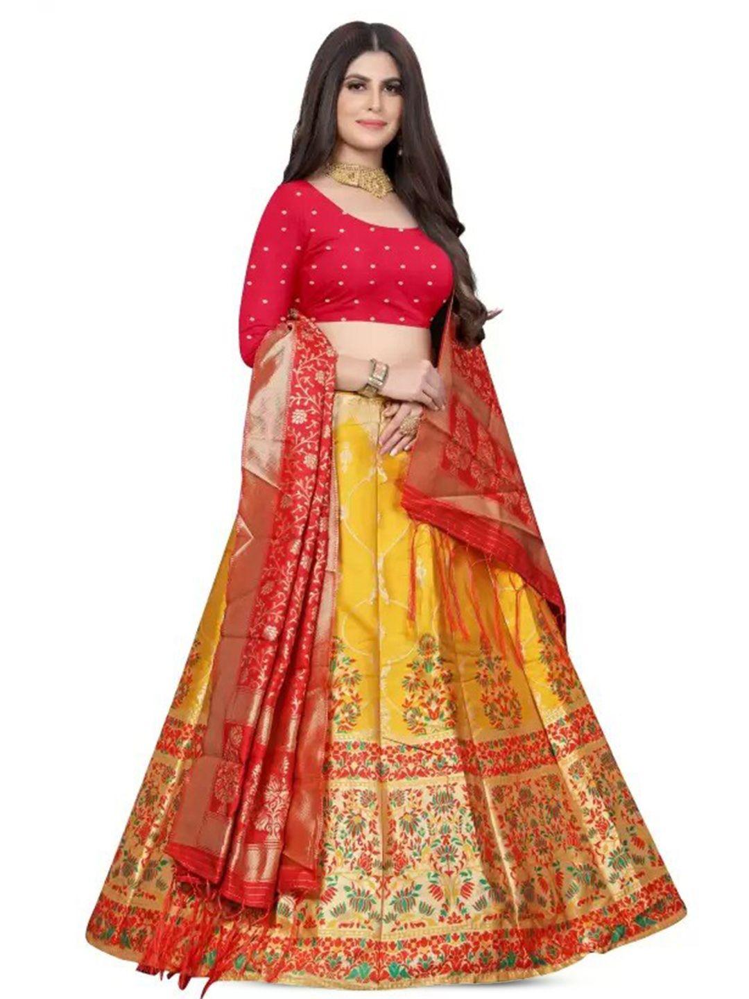 rujave semi-stitched lehenga & unstitched blouse with dupatta