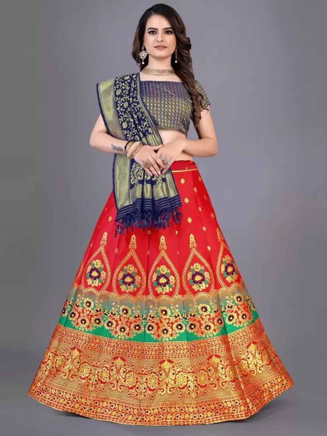 rujave semi-stitched lehenga & unstitched blouse with dupatta