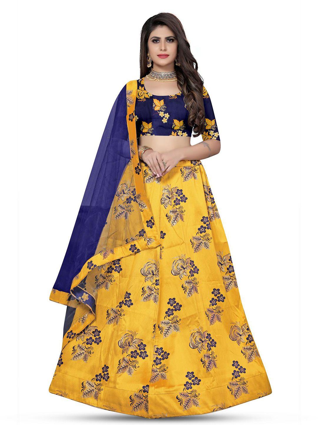 rujave woven design semi-stitched lehenga & unstitched blouse with dupatta