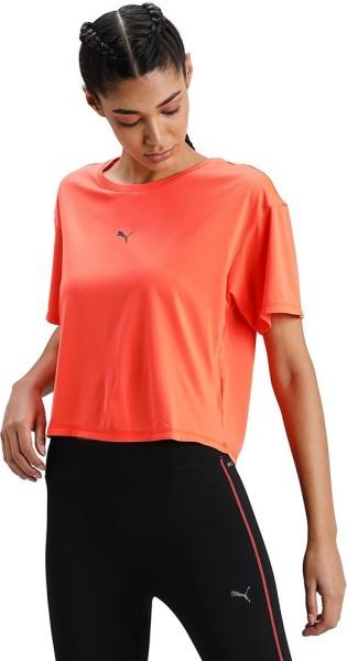 run cooladapt tee women solid round neck polyester orange t-shirt