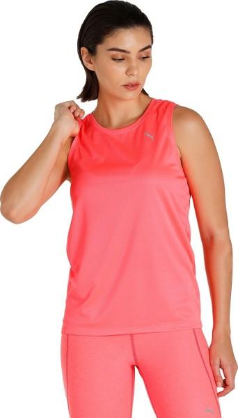 run fav tank women solid crew neck polyester pink t-shirt