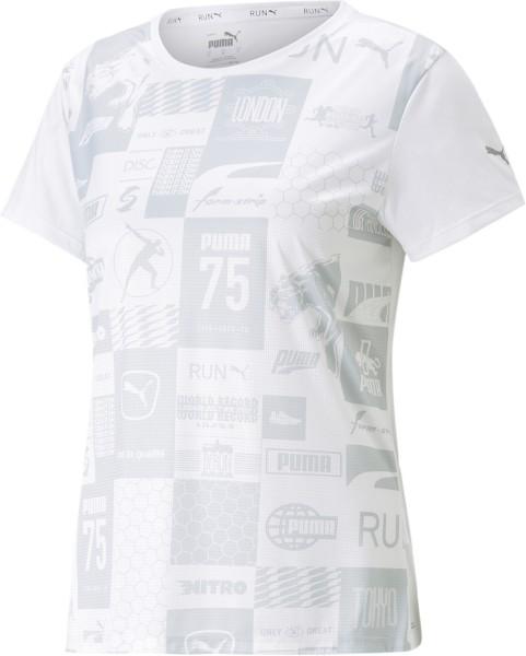 run favorite aop tee w women printed crew neck polyester white t-shirt