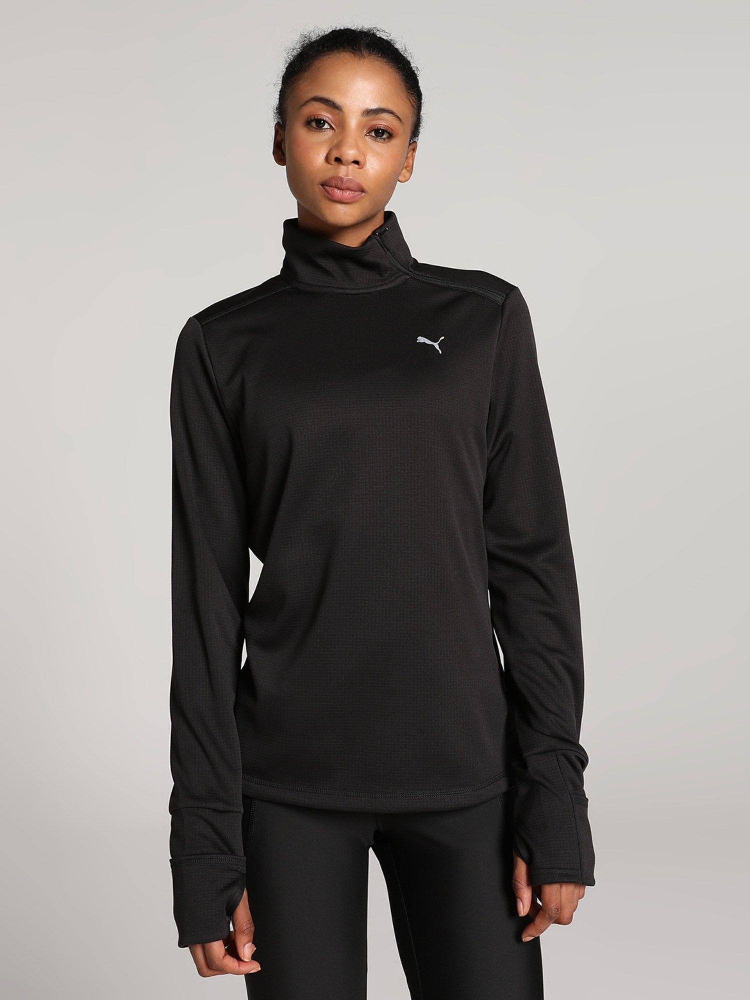 run micro fleece 1/2 zip women black sweatshirt