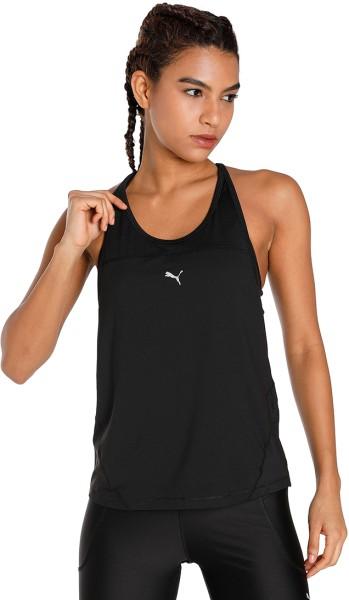 run tank women solid high neck polyester black t-shirt