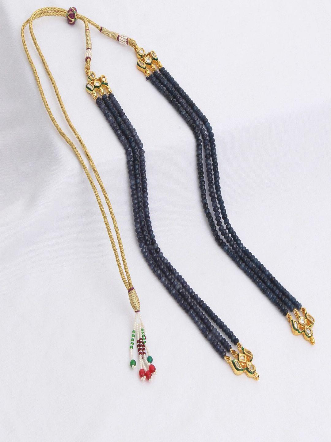 runjhun navy blue & gold-toned brass gold-plated necklace