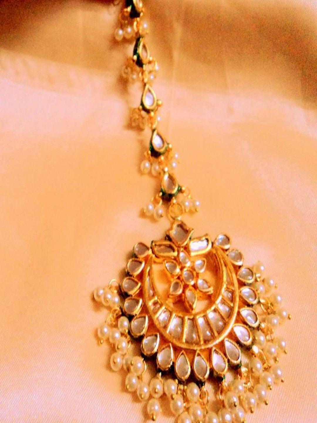 runjhun gold-plated kundan studded maangtikka