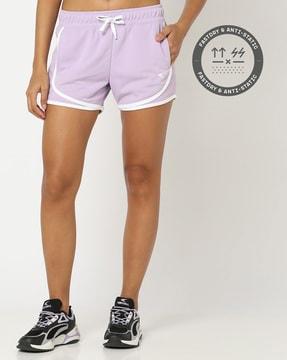 running shorts with elasticated drawstring waist