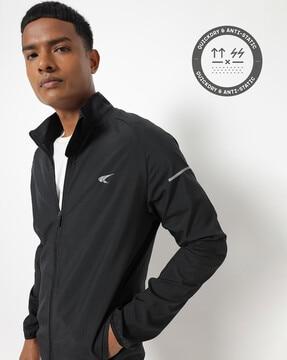 running zip-front dobby jacket