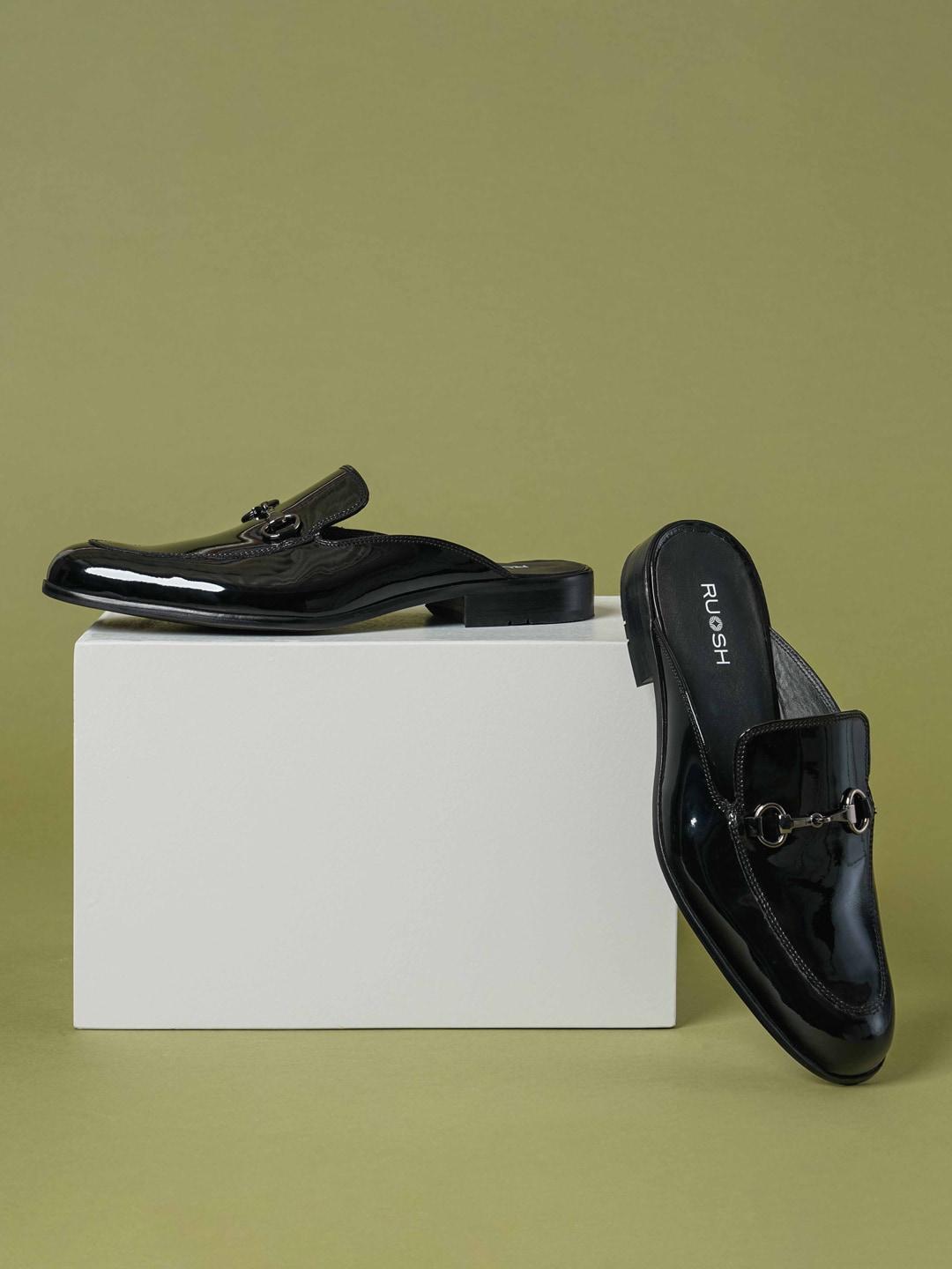 ruosh men leather buckle detail mules