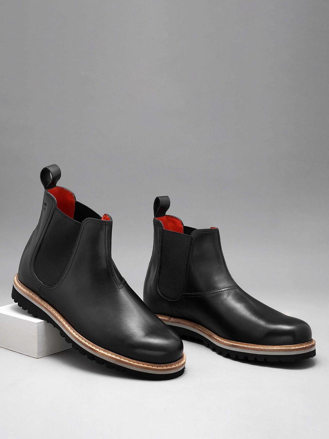 ruosh men mid-top slip-on leather chelsea boots