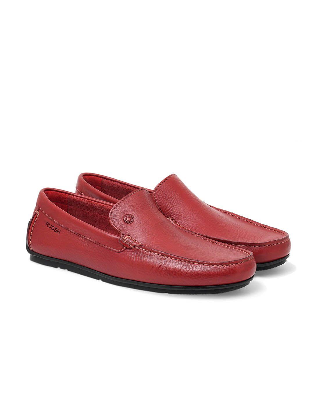 ruosh-men-red-textured-leather-loafers