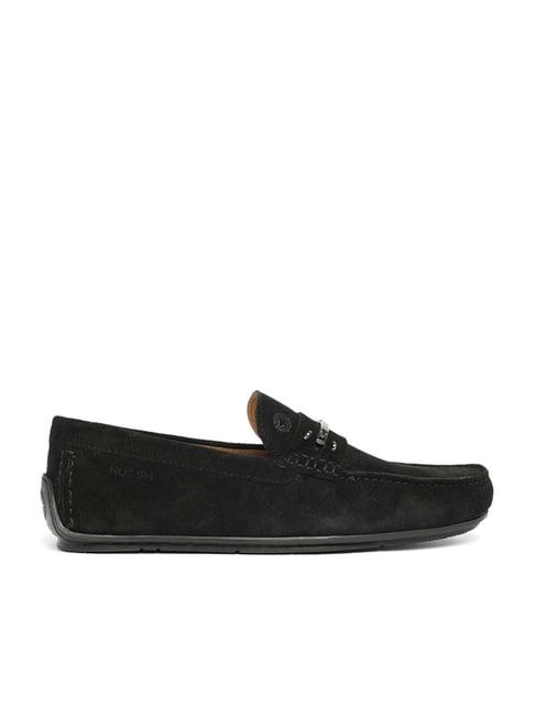 ruosh men's black casual loafers