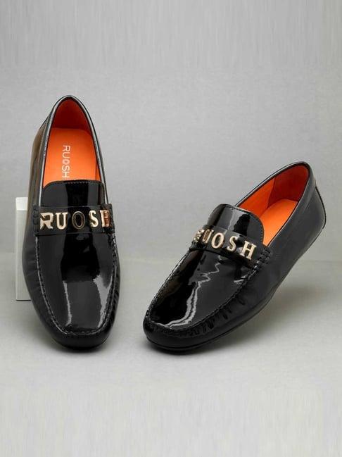 ruosh men's black casual loafers