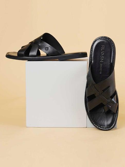 ruosh men's black toe ring sandals