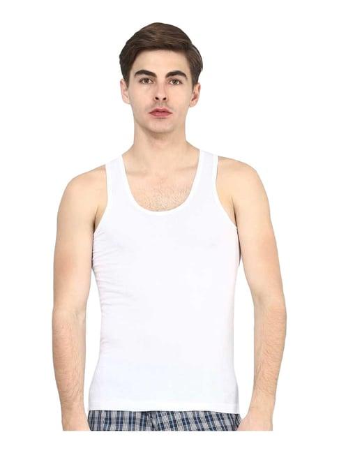rupa jon white cotton regular fit vest (pack of 3)