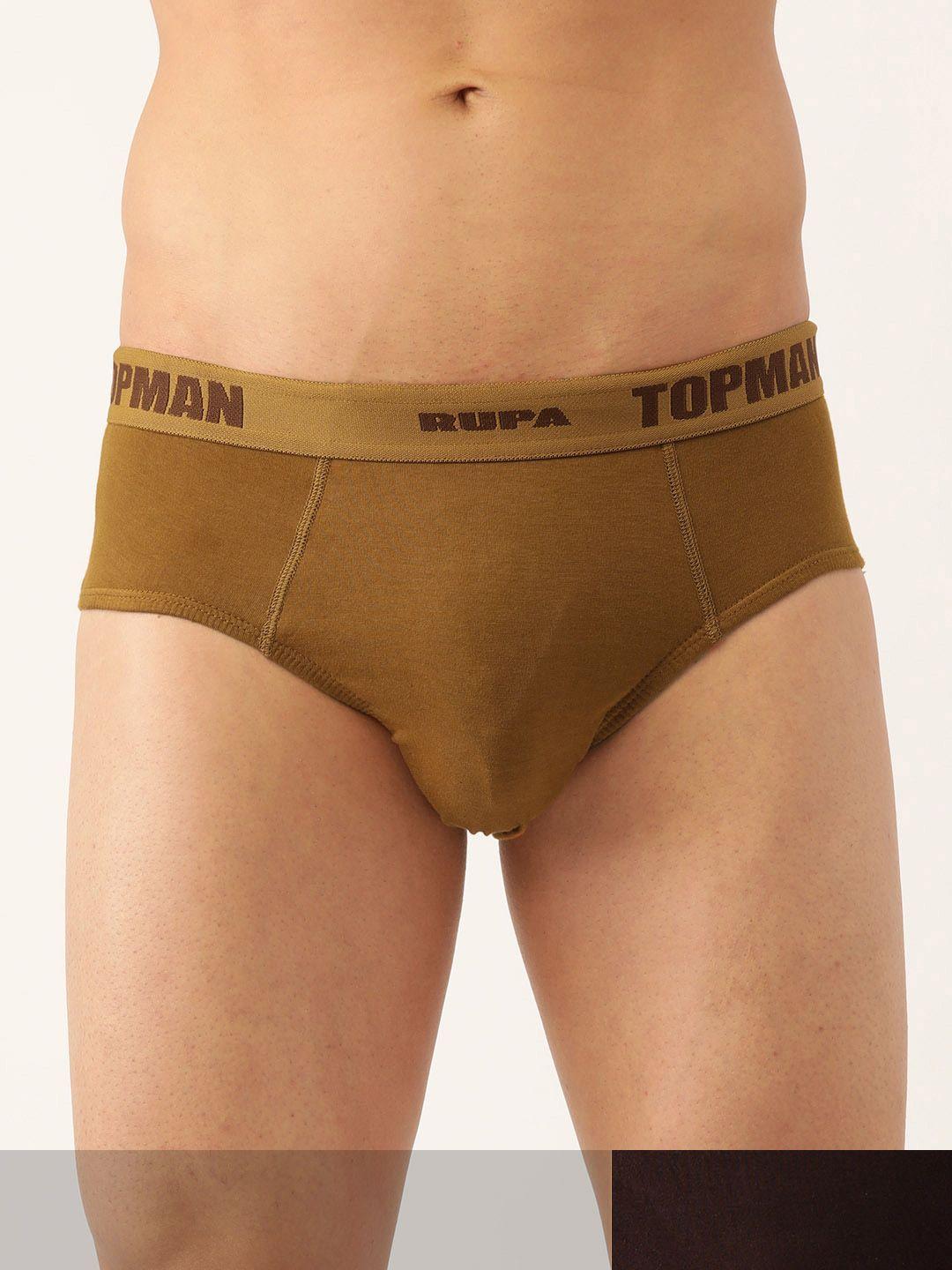 rupa men pack of 2 brown solid basic cotton briefs