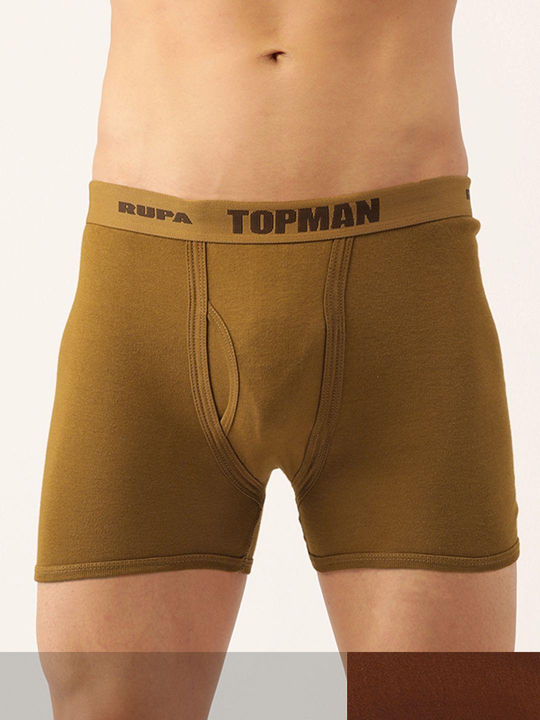 rupa men pack of 2 brown solid cotton trunks