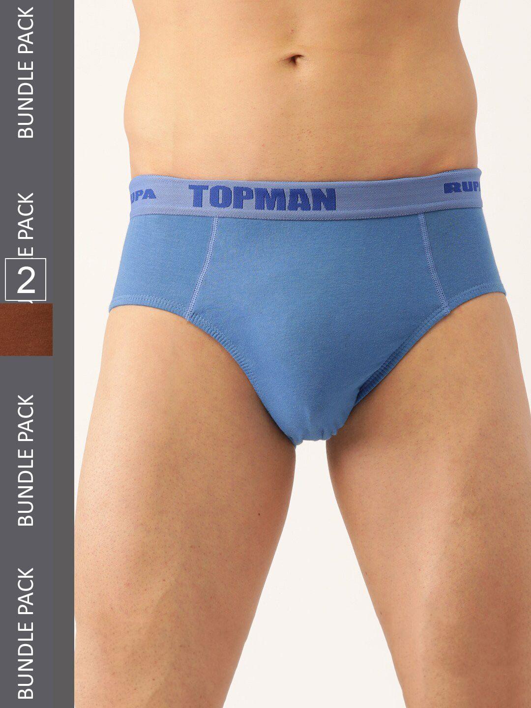 rupa men pack of 2 cotton hipster briefs topman brief (oe)-sky & rust -95-sky & rust