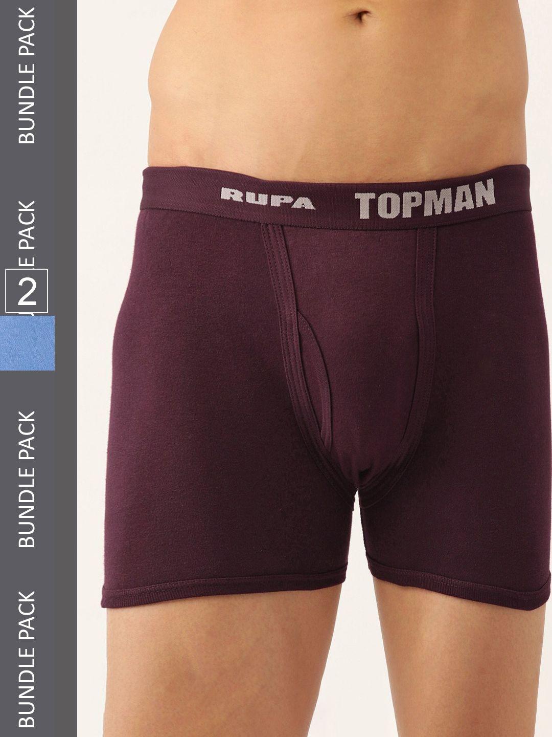 rupa men pack of 2 cotton trunk topman interlock drawer (oe)-sky&maroon-95