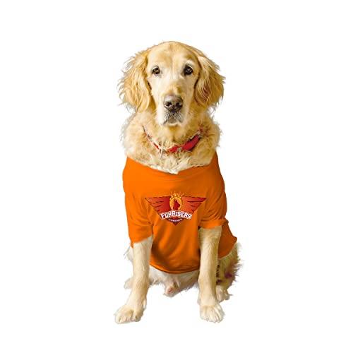 ruse indian paw league (ipl) funrisers hyderabad printed dog crew neck half sleeves t-shirt/tees apparel/clothes/tees gift for dogs teams jersey/orange/xl (retrievers, labs etc.)