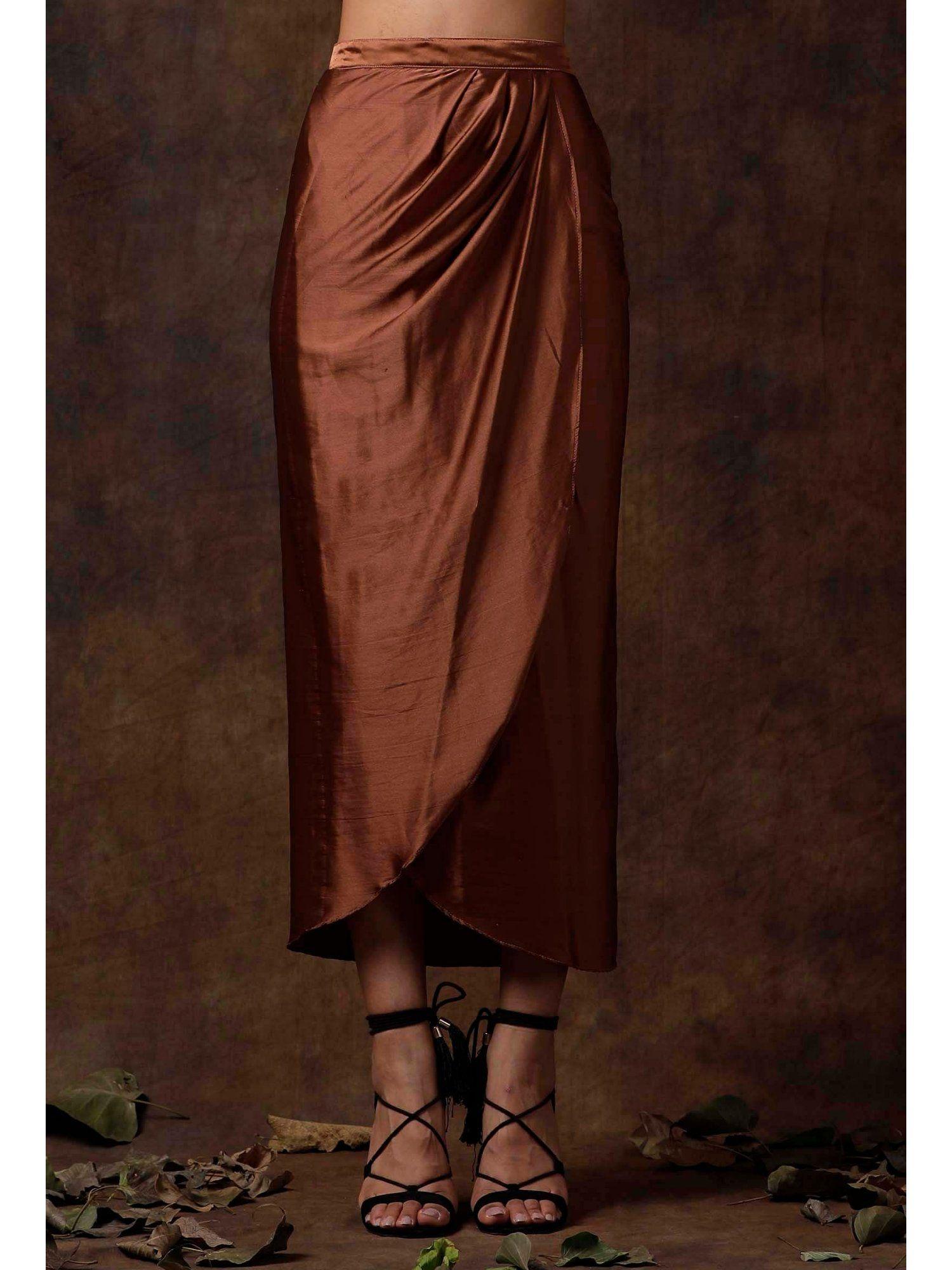 russet brown overlap stitched skirt