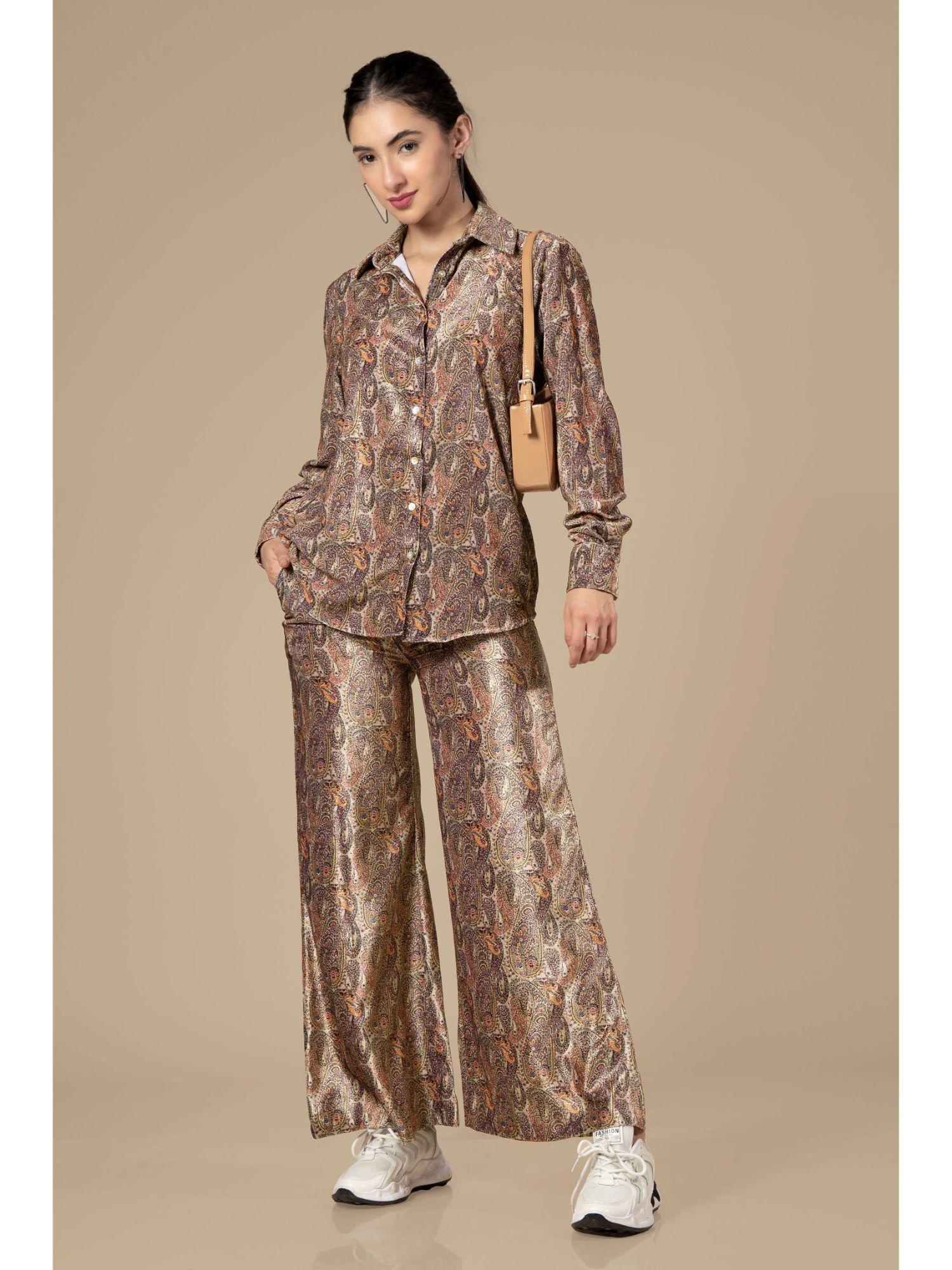 russet brown paisley velvet co-ord (set of 2)