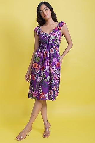 russian violet vortex flared dress