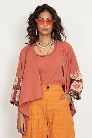 rust-brown-natural-cotton-gauze-crochet-embroidered-cape-with-camisole