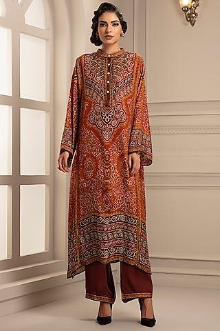 rust orange printed tunic with pants