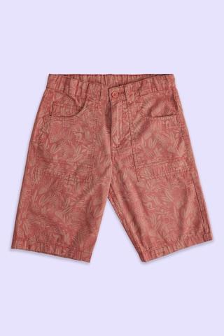 rust printed knee length mid rise casual boys regular fit shorts