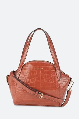 rust textured casual polyurethane women sling bag