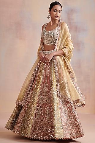 rust & mustard embroidered lehenga set