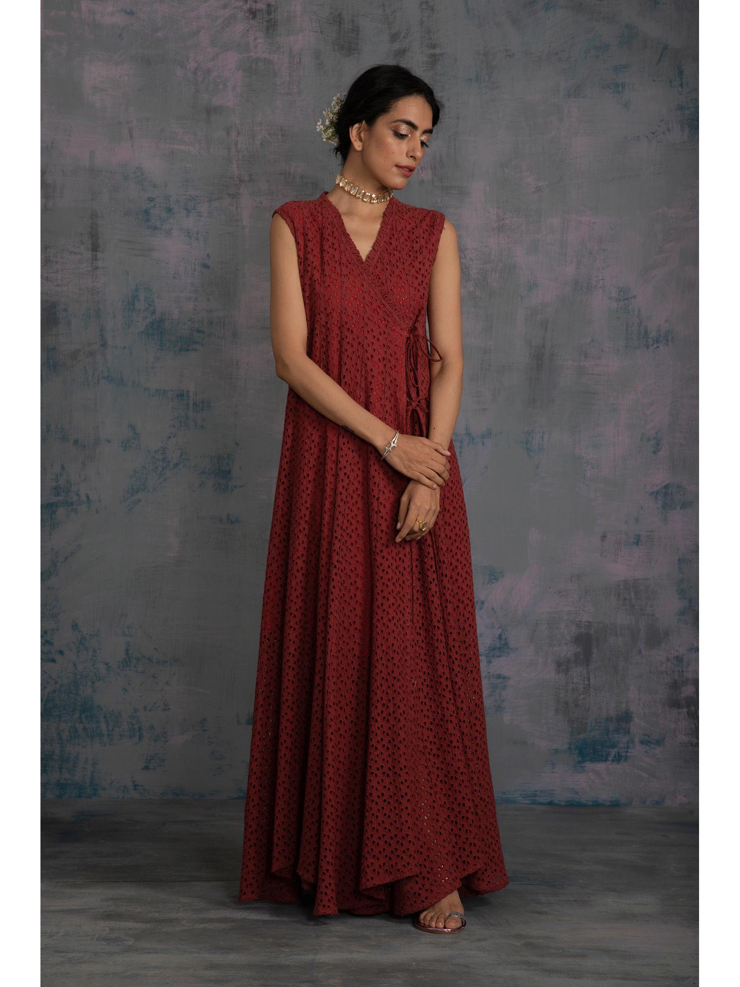 rust angrakha dress