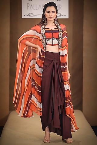 rust brown striped cape