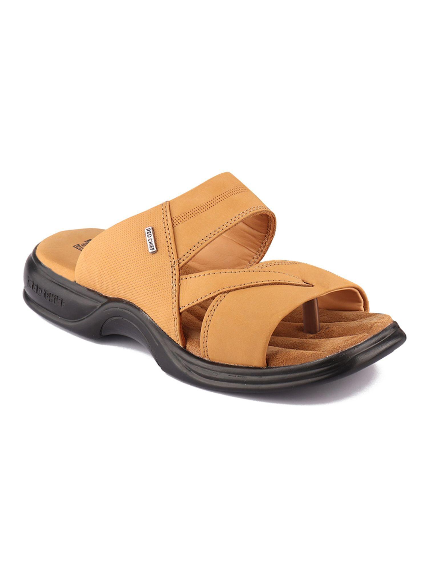 rust casual textured sandals for men