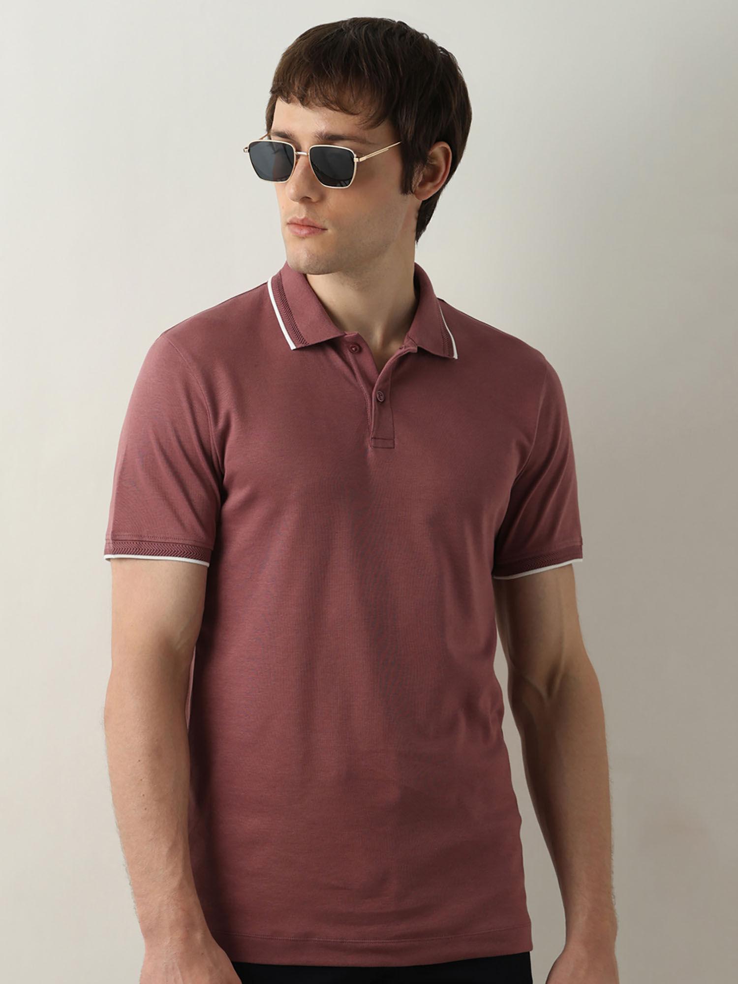 rust cotton polo t-shirt