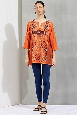 rust embroidered tunic