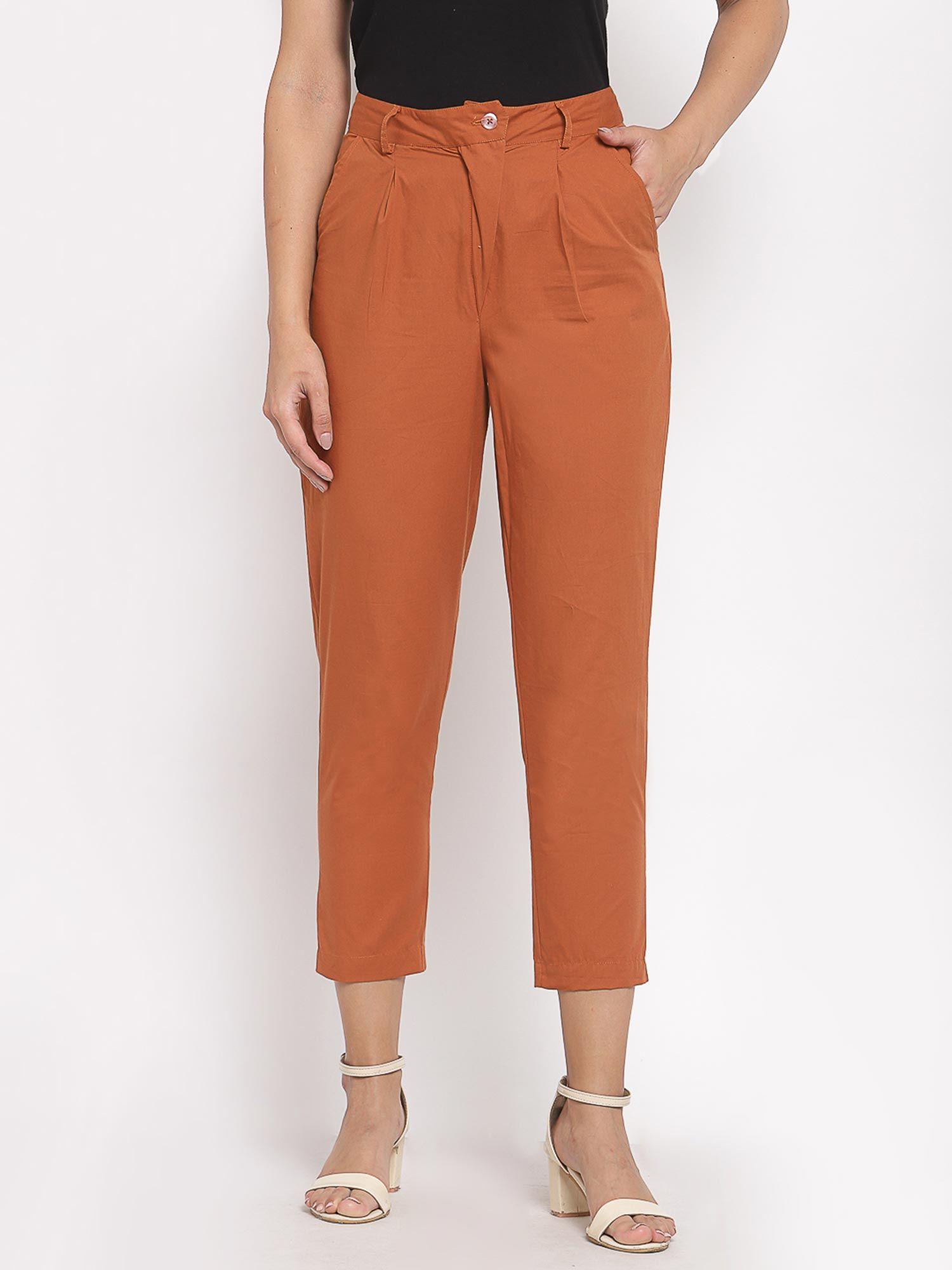 rust flared high waisted pant