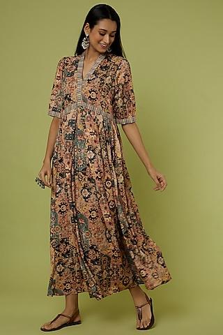 rust georgette dress