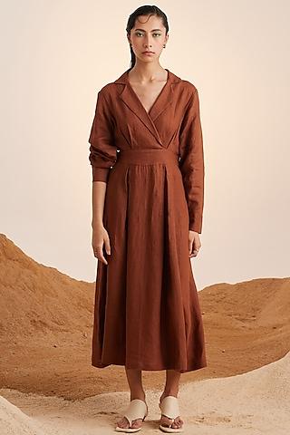 rust handwoven linen dress