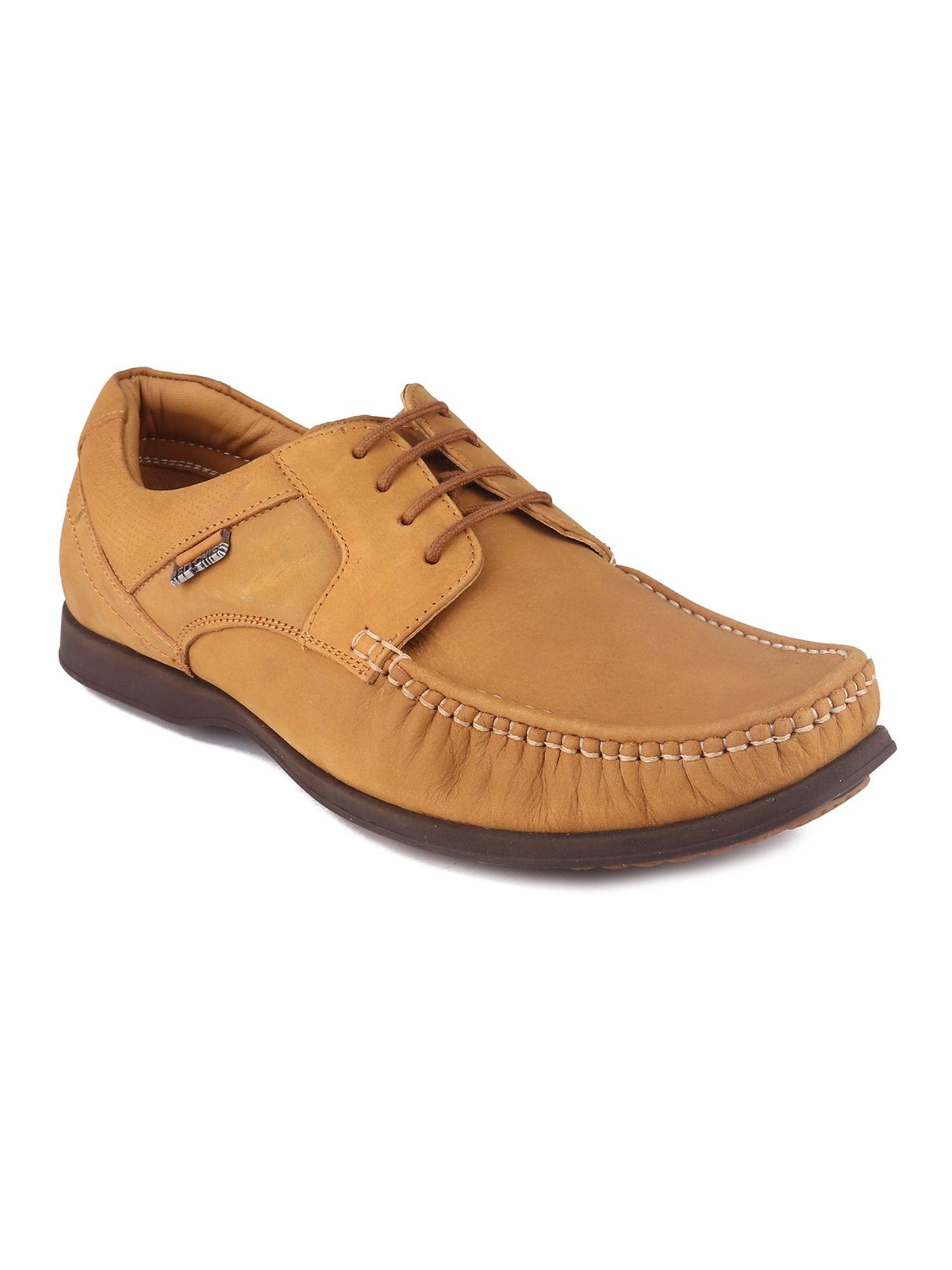 rust leather formal solid lace up shoes for men