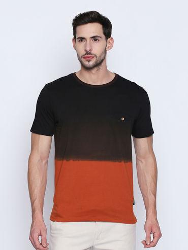 rust ombre cotton half sleeve t-shirt for men