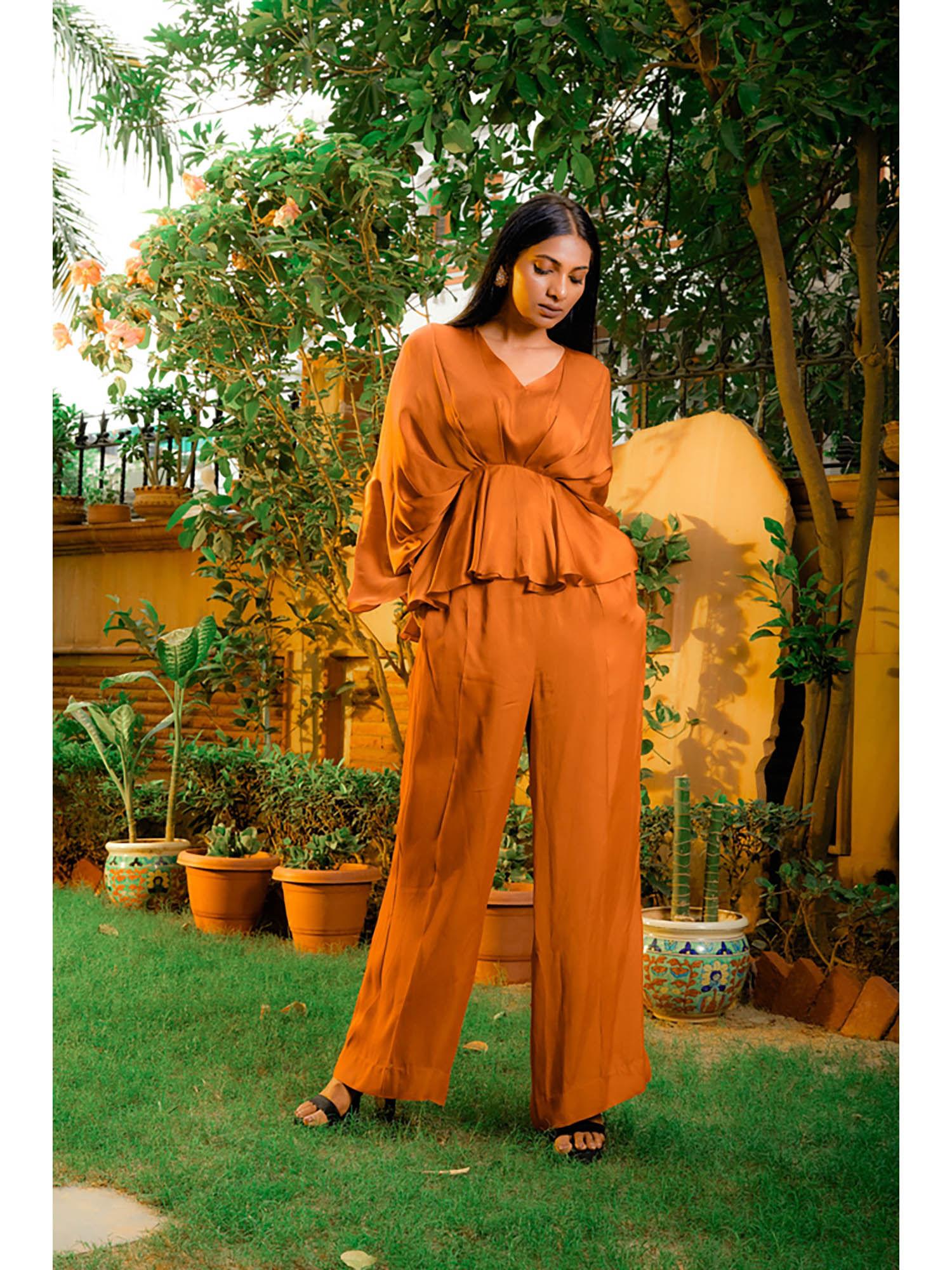 rust orange cowl co-ord (set of 2)