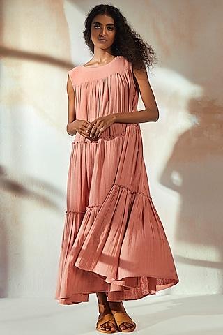 rust pink cotton maxi dress