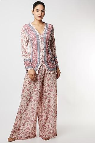 rust pink printed palazzo pant set