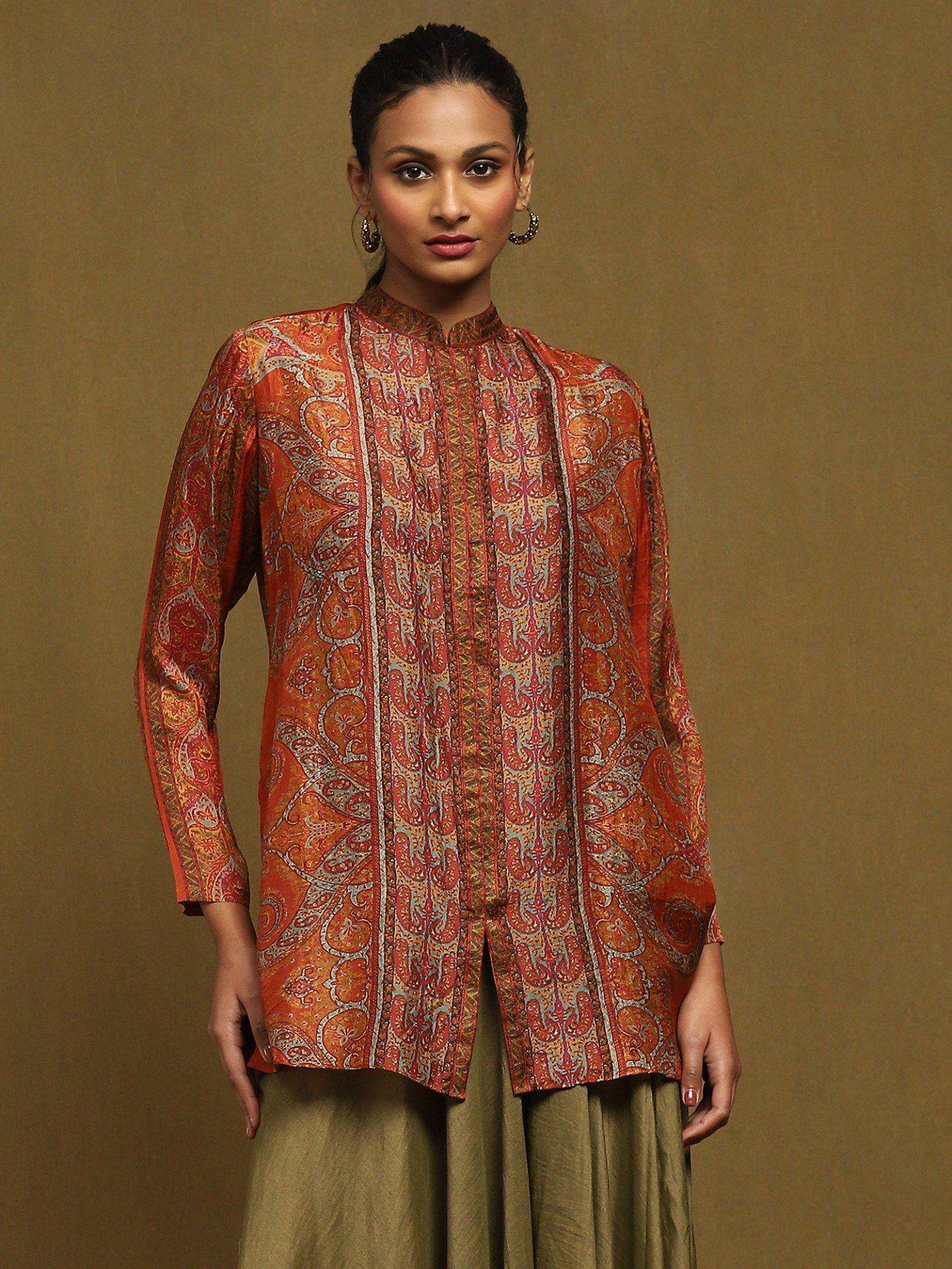 rust printed joshika kurti