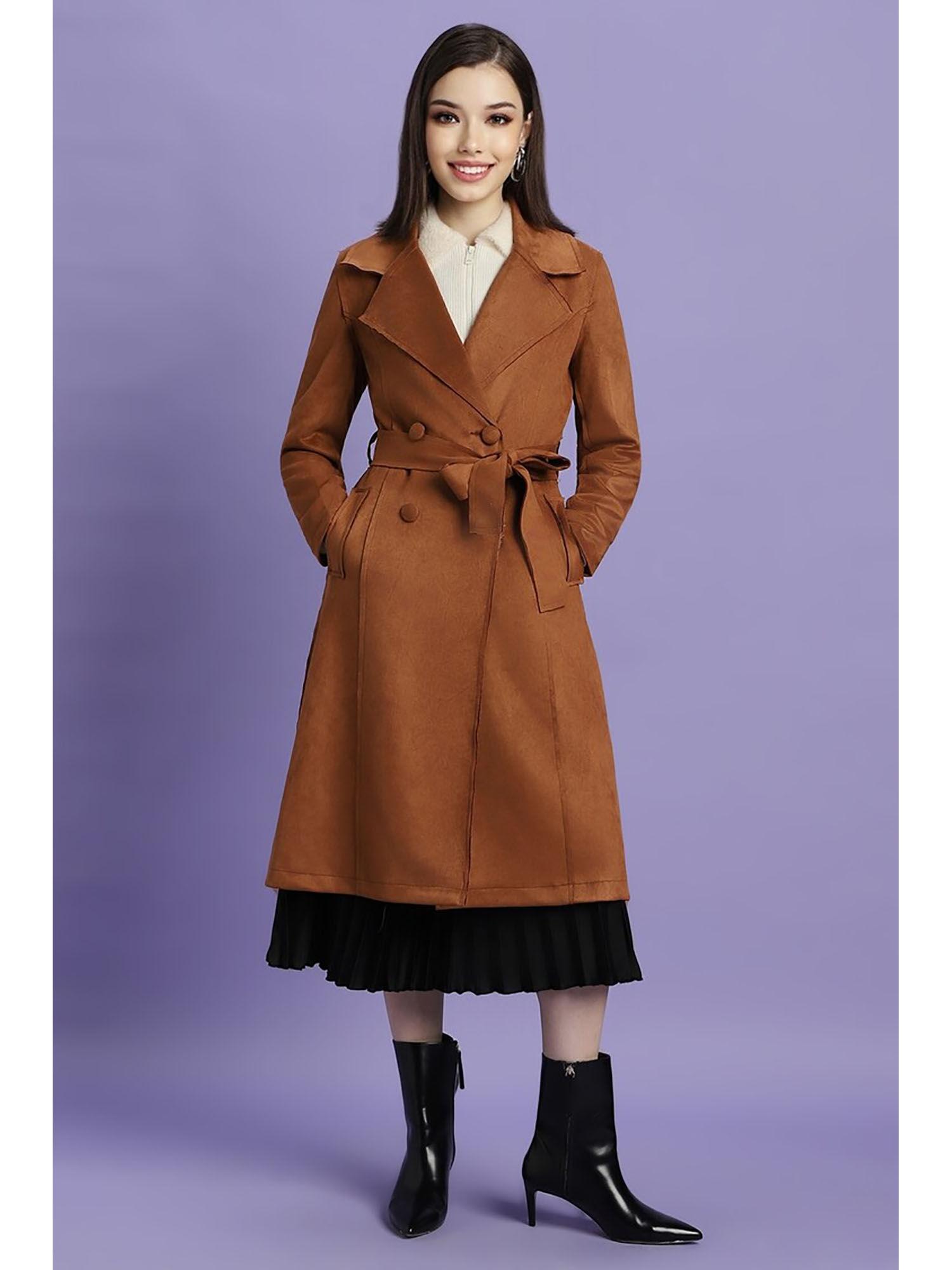 rust solid coat with belt (set of 2)