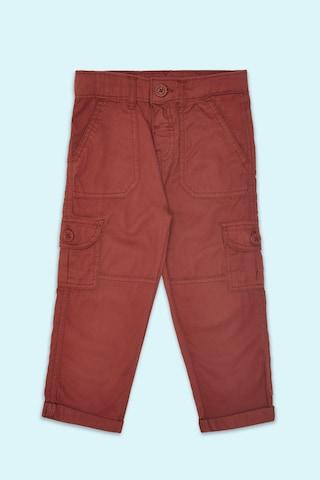 rust solid full length casual baby regular fit trouser