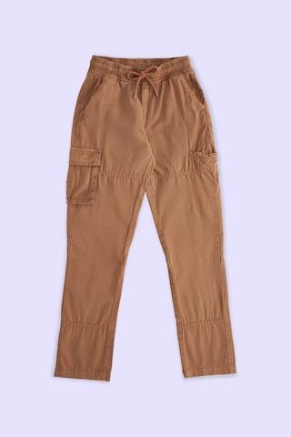 rust solid full length casual boys regular fit trousers