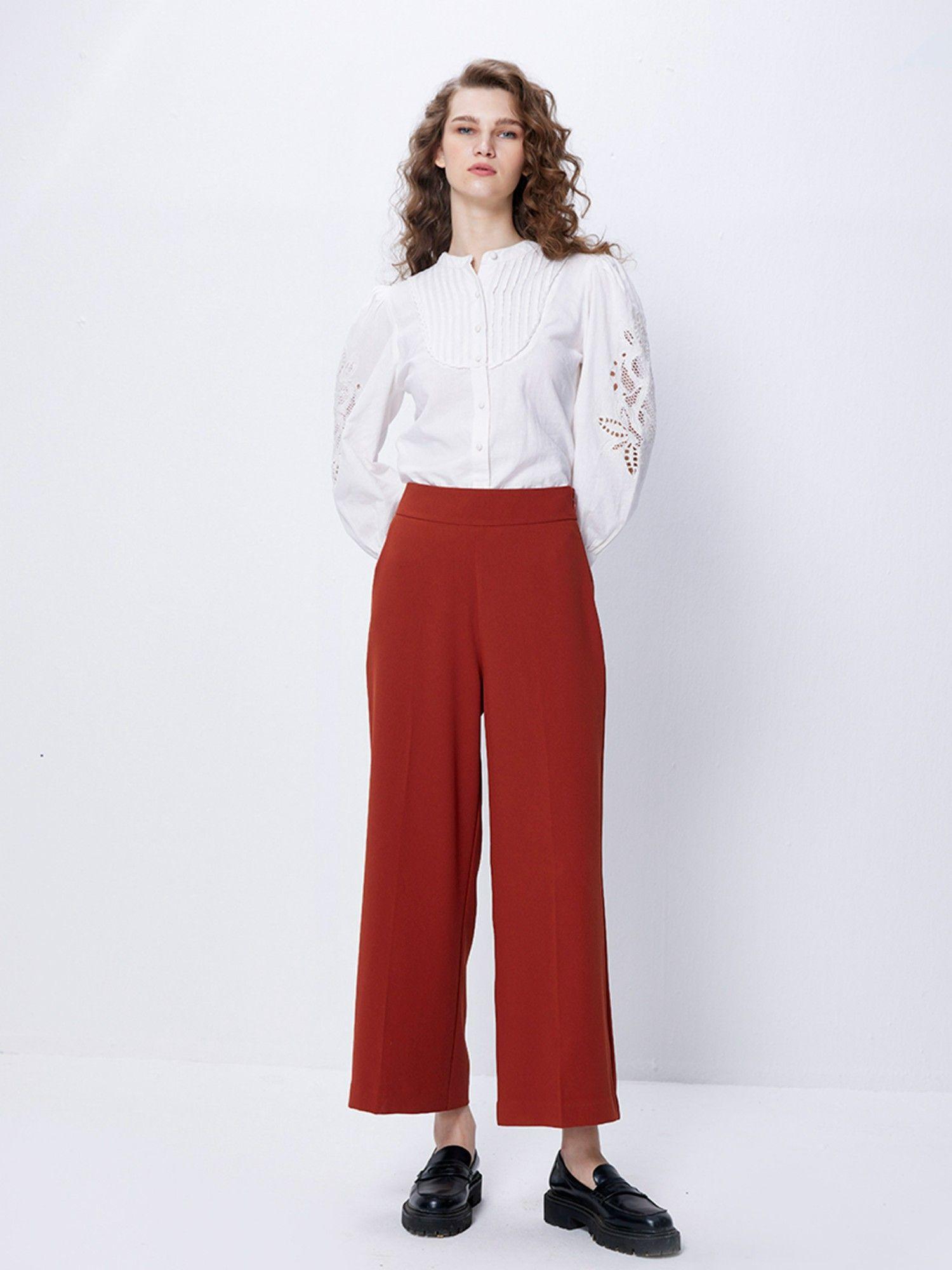 rust solid wide culottes